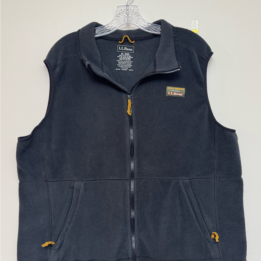 L.L.Bean Black Fleece Vest XL Full Zip Outdoor Hiking Layer